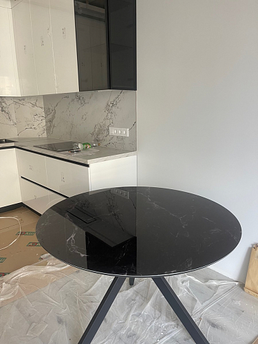 Стеклянный стол Том 110х110х75 черный фото покупателя 1