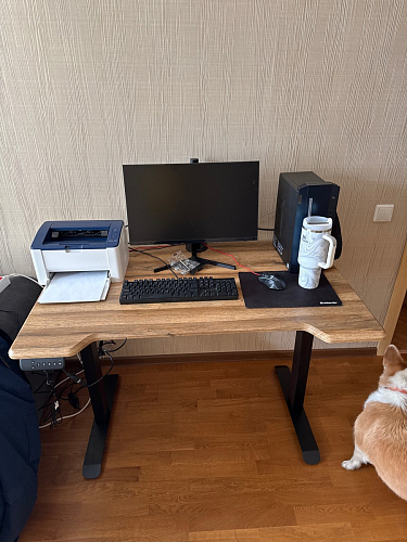 Компьютерный стол Маркос с механизмом подъема 140х80х75 орех кантри / белый фото покупателя 31