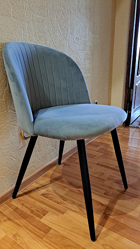 Стул на металлокаркасе Gabi 1 light blue / black / gold фото покупателя 125