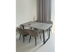 Деревянный стол Лота Лофт 120(160)х75 черный матовый / бетон светлый фото покупателя 819