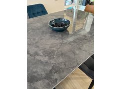 Стеклянный стол Хасселвуд 160(220)х90х77 белый мрамор / черный фото покупателя 5