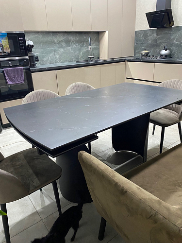 Керамический стол Готланд 160(220)х90х79 белый мрамор / черный фото покупателя 28