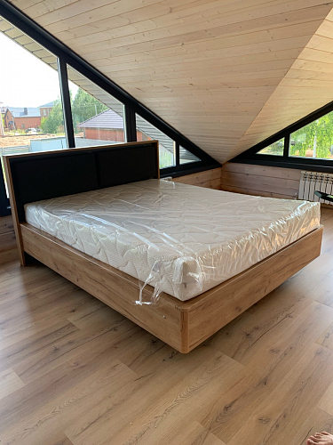 Двуспальная кровать Клауд 160х200 парящая дуб крафт золотой / антрацит фото покупателя 88