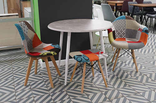 Деревянный стол Абилин 90х76 мрамор белый / черный матовый из шоурума 1