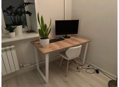 Деревянный стол Барон О 180 х 90 белая пленка шагрень / черный фото покупателя 11