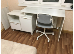 Письменный стол Эго Ст-2 на ножках дуб крафт золотой / камень темный фото покупателя 3