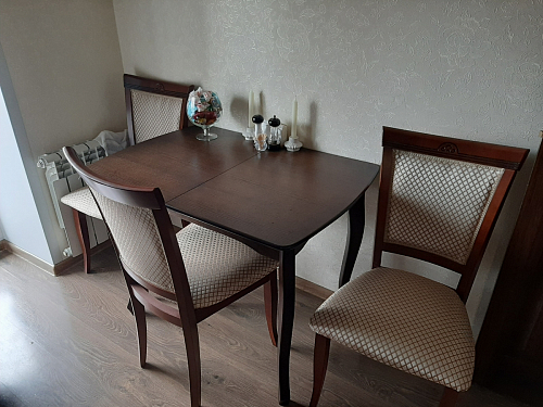 Деревянный стол Caterina/Катерина 100-130x70x75 айвори вайт / бук фото покупателя 17