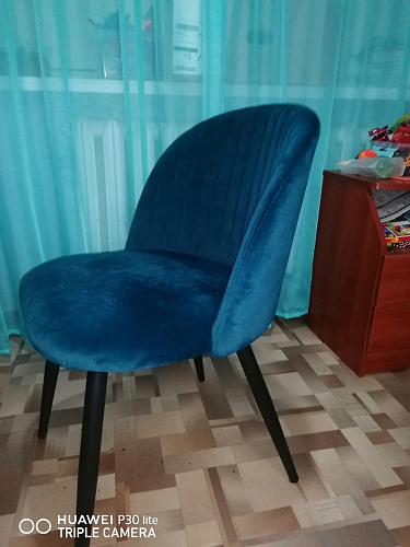 Стул на металлокаркасе Gabi 1 light blue / black / gold фото покупателя 683