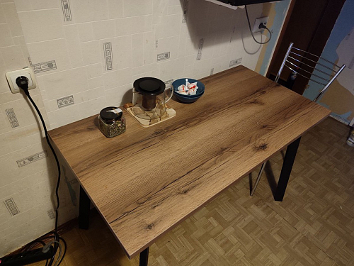 Стол Тринити Лофт 120 32 мм дуб галифакс табако / черный матовый фото покупателя 487