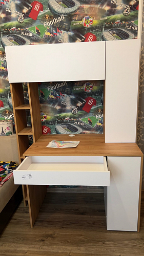 Письменный стол Комфорт 12.71 дуб золотой craft / белая аляска  - Уцененный экземпляр фото покупателя 3