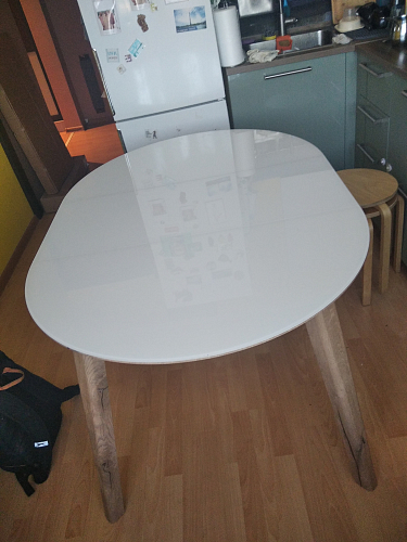 Стеклянный стол Семвэлл белый / дуб монтана фото покупателя 7