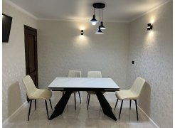 Керамический стол Ливи 140(200)х80х78 белый мрамор / черный фото покупателя 12