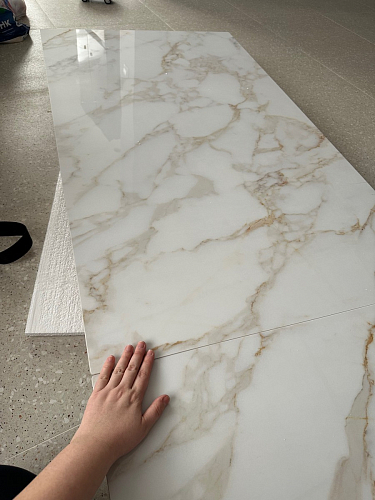 Керамический стол Ливи 140(200)х80х78 серый мрамор / черный фото покупателя 25