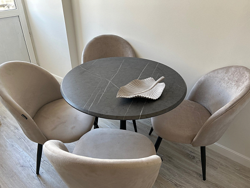 Стол Тулип 80х73 мрамор черный / белый фото покупателя 27