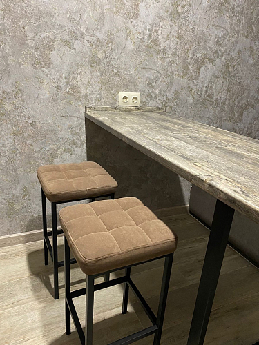 Барный стул Лофт микровелюр катания изумруд / черный матовый фото покупателя 58