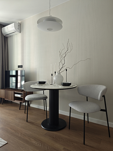 Стеклянный стол Кэмерон 110х110х75 серый / черный фото покупателя 1