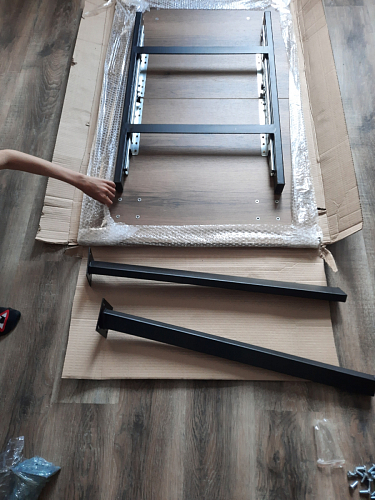 Стол Тринити Лофт 120 32 мм дуб галифакс табако / черный матовый фото покупателя 118