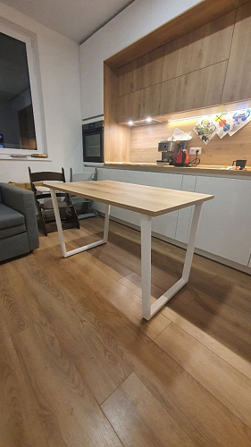 Деревянный стол Барон О 160 х 90 белая пленка шагрень / черный фото покупателя 7