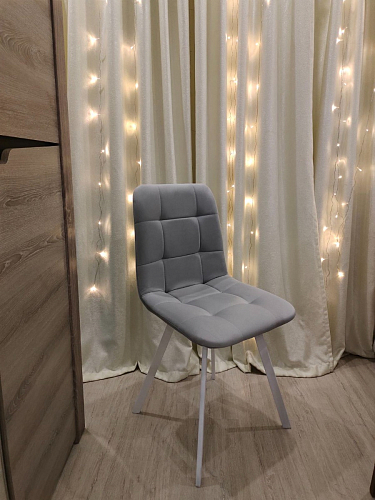 Стул на металлокаркасе Чилли К светло-серый велюр / черный каркас фото покупателя 177