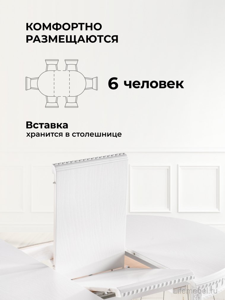 Деревянный стол Долерит круглый белый