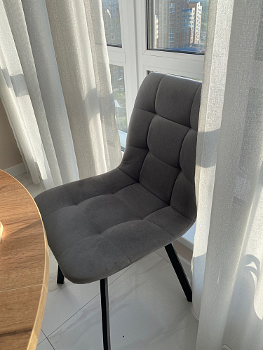 Стул на металлокаркасе Чилли К светло-серый велюр / черный каркас фото покупателя 366