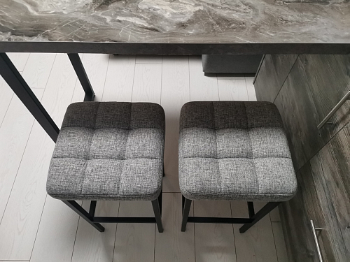 Барный стул Лофт кожзам темно-серый / черный матовый фото покупателя 214