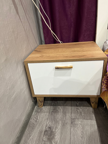 Прикроватная тумба Эго Т-5 на ножках бетон светлый / белый глянец фото покупателя 1