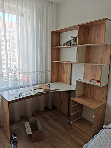 Компьютерный стол Ганор левый дуб вотан / белый  - Уцененный экземпляр фото покупателя 5