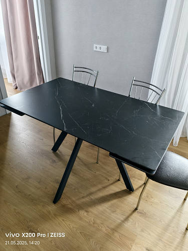 Керамический стол Вилли 140(200)х80 серый мрамор larka grey / черный фото покупателя 15