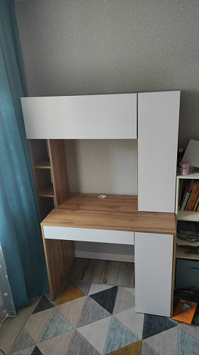 Письменный стол Комфорт 12.71 дуб золотой craft / белая аляска  - Уцененный экземпляр фото покупателя 93