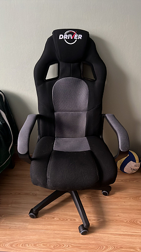 Компьютерное кресло Driver/Драйвер кожзам черный / ткань синий фото покупателя 72