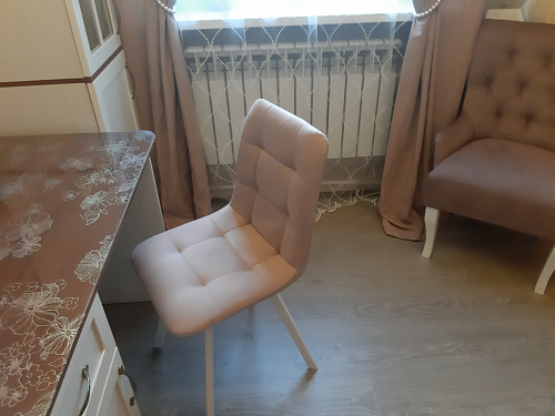 Стул на металлокаркасе Чилли синяя ткань / белый фото покупателя 5