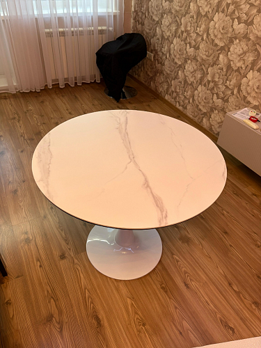 Стол Тулип 90х73 белый мрамор / золото фото покупателя 96