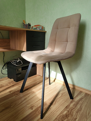 Стул на металлокаркасе Чилли К светло-серый велюр / черный каркас фото покупателя 880