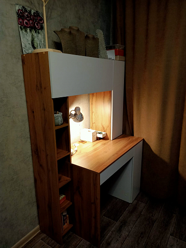 Письменный стол Комфорт 12.71 дуб золотой craft / белая аляска  - Уцененный экземпляр фото покупателя 165