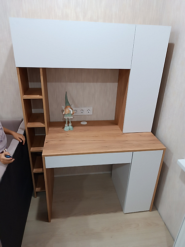 Письменный стол Комфорт 12.71 дуб золотой craft / белая аляска фото покупателя 68