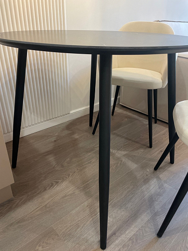 Стеклянный стол Абилин 100(140)х100х76 мрамор черный / черный матовый фото покупателя 46