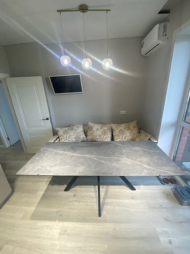 Керамический стол Вилли 140(200)х80 серый мрамор larka grey / черный фото покупателя 42