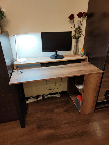 Письменный стол Битти Лофт 116х60х75 дуб вотан / белый матовый фото покупателя 119