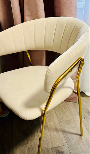 Стул на металлокаркасе Kamelia зеленый / золото фото покупателя 32