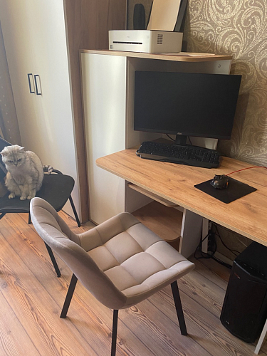 Стул на металлокаркасе Челси бежевый / черный фото покупателя 174