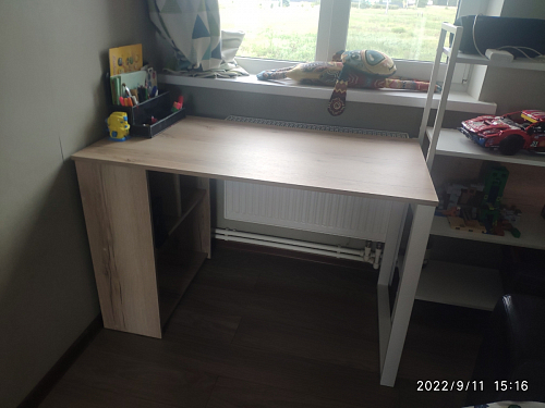 Письменный стол Битти Лофт 116х60х75 дуб вотан / белый матовый фото покупателя 2