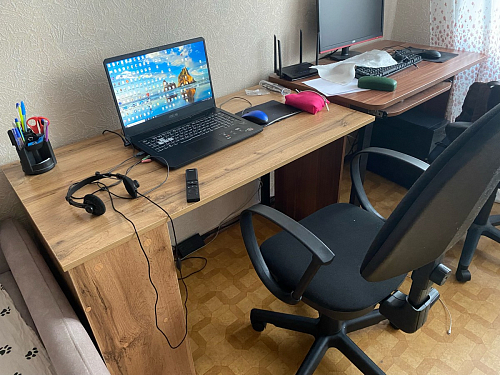 Письменный стол Битти Лофт 116х60х75 дуб делано светлый / белый матовый фото покупателя 5