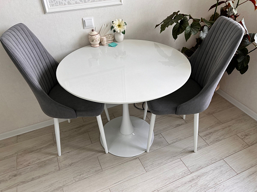 Стеклянный стол Tulip 90 white фото покупателя 19