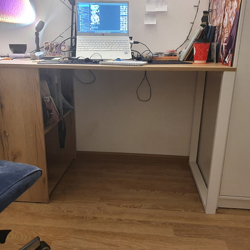 Письменный стол Битти Лофт 116х60х75 дуб вотан / черный матовый фото покупателя 26