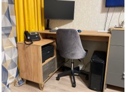 Письменный стол Эго Ст-2 на ножках дуб крафт золотой / камень темный фото покупателя 3