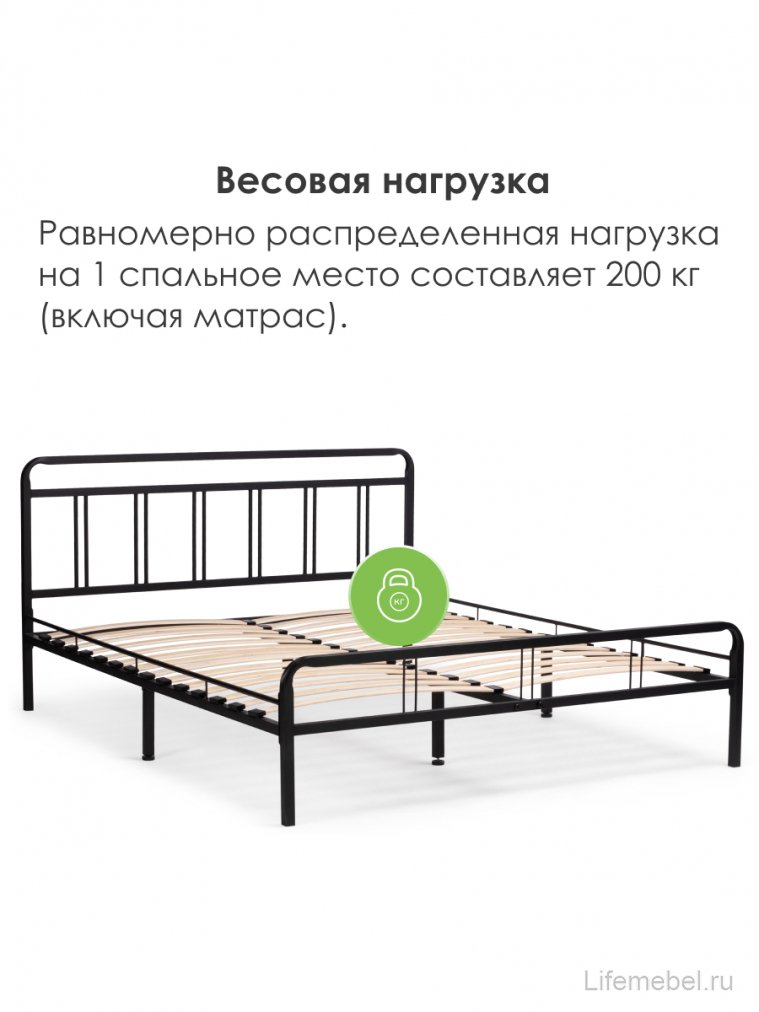 Двуспальная кровать Рейк 160х200 черная