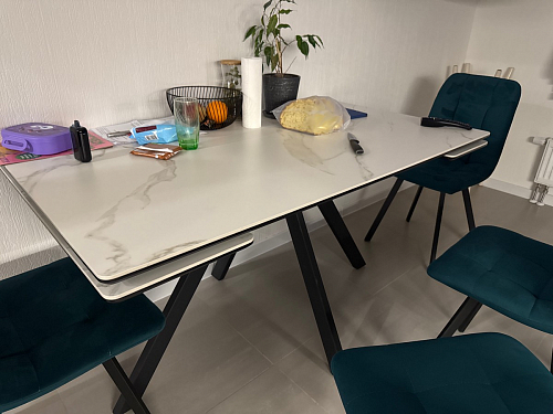 Керамический стол Вилли 140(200)х80 серый мрамор larka grey / черный фото покупателя 24