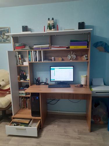 Письменный стол Лайт 03.243 дуб золотой (craft) / белый премиум фото покупателя 186