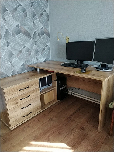 Компьютерный стол КСТ-109П правый дуб сонома / белый фото покупателя 20